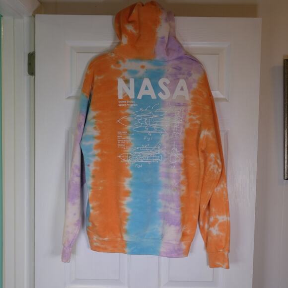 Artist Union NASA Tie Dye Hoodie Large Orange Blue Purple Space Shuttle - Picture 3 of 10